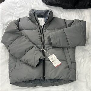Abercrombie & Fitch Gray Puffer Jacket with High Collar